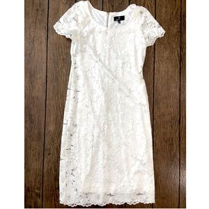 Bridal Shower/Rehearsal Dress- White Lace- Size 8